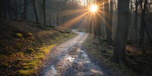 Camino tranquilo con pasos pequeños como metáfora de facilitar el cambio personal